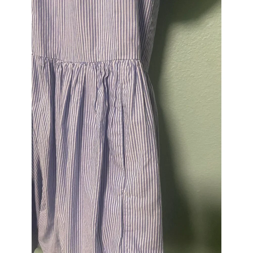 Kate Spade x Broome Street Women's Blue & White Stripe Poplin‎ Swing Dress XL